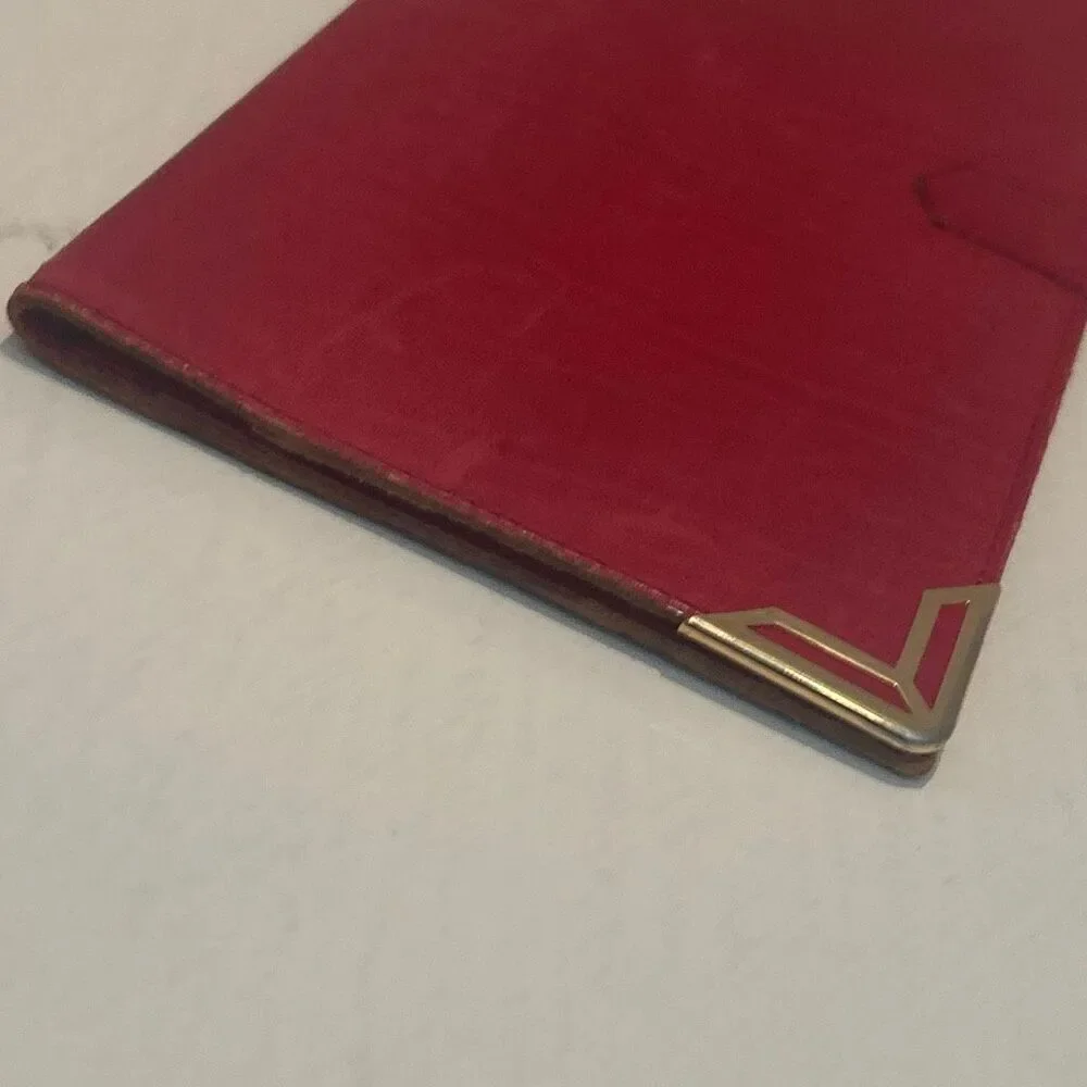 Vintage YSL Bifold Long Wallet Red Leather Gold Accent Sleek Iconic Bold Luxury